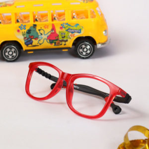 Red Black Full Rim Wayfarer Kids Computer Glasses (5-8 Years)